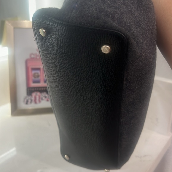 KATE SPADE NEW YORK - EUC wool & leather Tote bag. Black & gray. - Picture 7 of 12